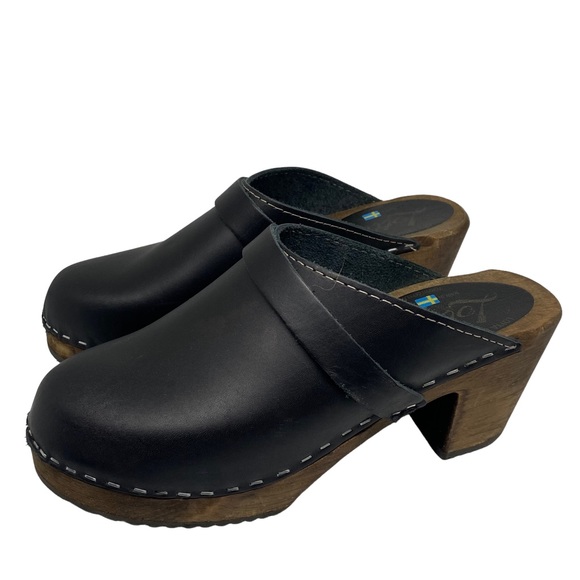 Lotta Stockholm High Heel Classic Clog in Black Brown Base with Strap Size 38 - Picture 3 of 16